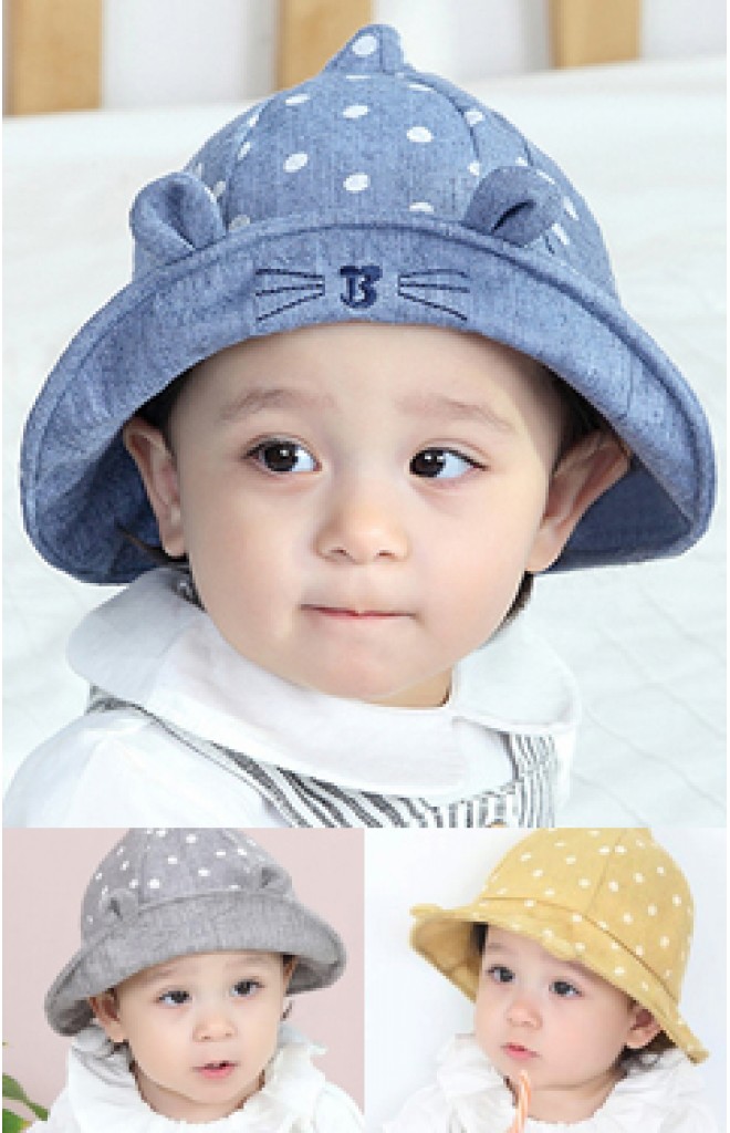 หมวก Bucket ลายจุดปักหนวดแมวเหมียว หมวก Bucket ลายจุดปักหนวดแมวเหมียว