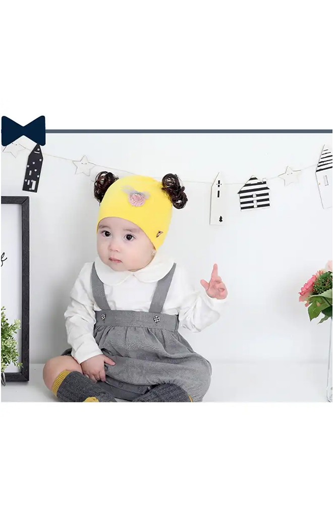 หมวกปอยผมผ้ายืดแต่งลูกไม้และโบว์เล็กน่ารัก TIANYIBEAR