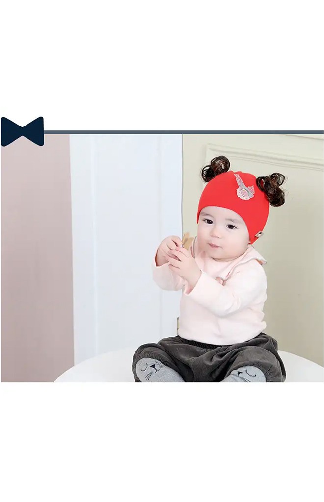 หมวกปอยผมผ้ายืดแต่งลูกไม้และโบว์เล็กน่ารัก TIANYIBEAR