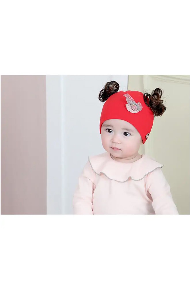 หมวกปอยผมผ้ายืดแต่งลูกไม้และโบว์เล็กน่ารัก TIANYIBEAR