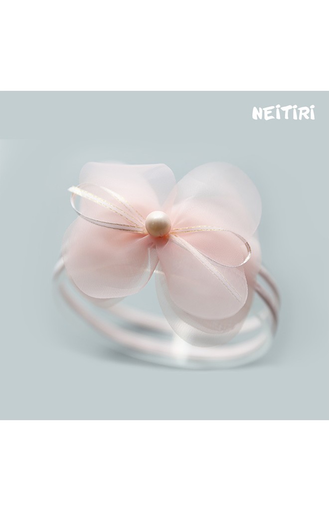 สายคาดผมโบว์ผ้าบางโปร่งซ้อนแต่งมุกหวาน Angel Neitiri