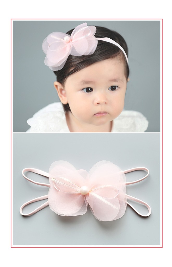 สายคาดผมโบว์ผ้าบางโปร่งซ้อนแต่งมุกหวาน Angel Neitiri