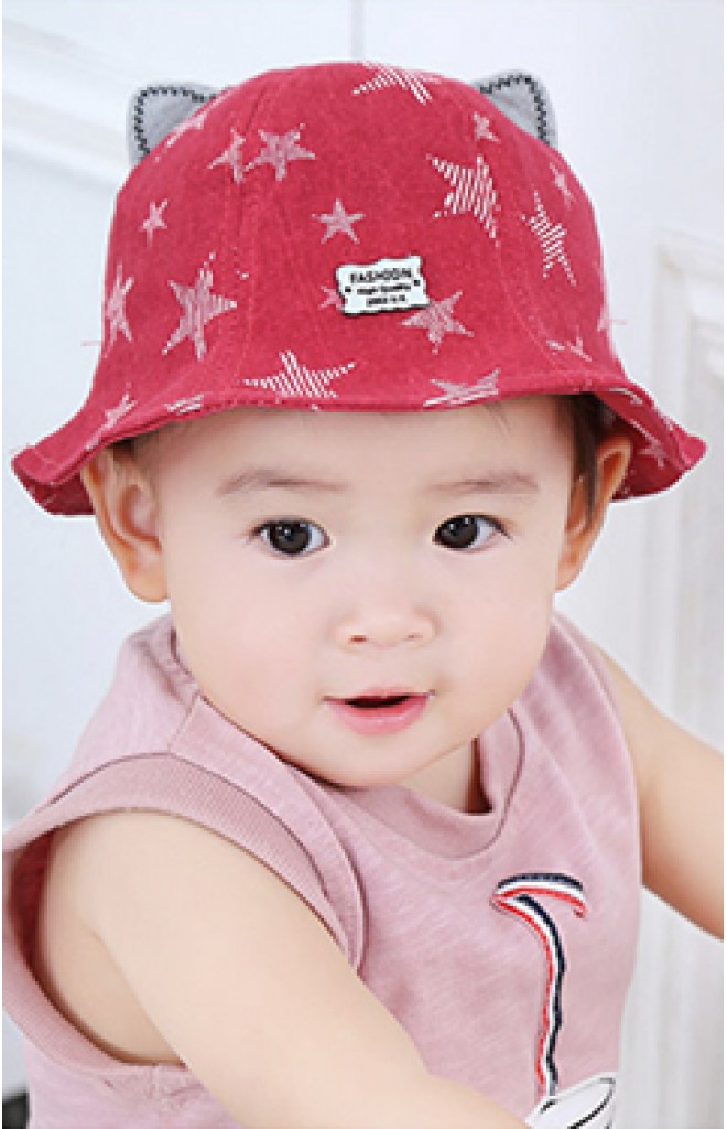 หมวก Bucket ลายดาวแต่งหูน่ารัก หมวก Bucket ลายดาวแต่งหูน่ารัก