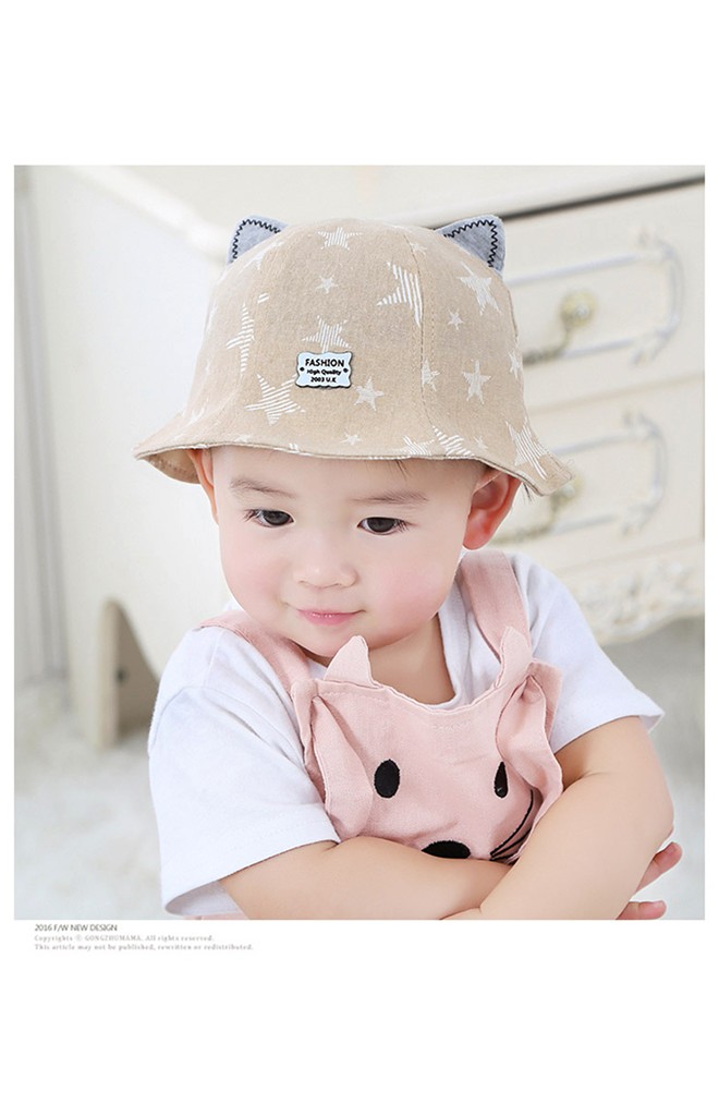 หมวก Bucket ลายดาวแต่งหูน่ารัก
