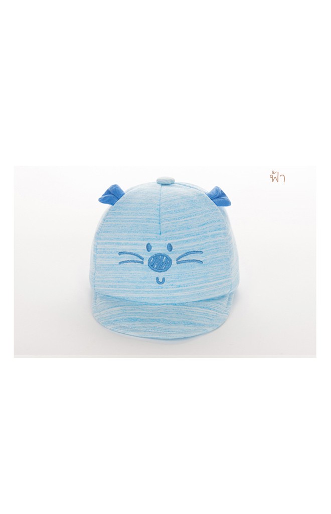 หมวกแก๊ปปีกอ่อนหน้าแมวน้อยสีฟ้า จาก TUTUYA