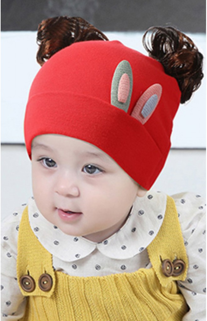 หมวกปอยผมแต่งหูกระต่ายเล็ก ปอยผมด้านบน TIANYIBEAR หมวกปอยผมแต่งหูกระต่ายเล็ก ปอยผมด้านบน TIANYIBEAR