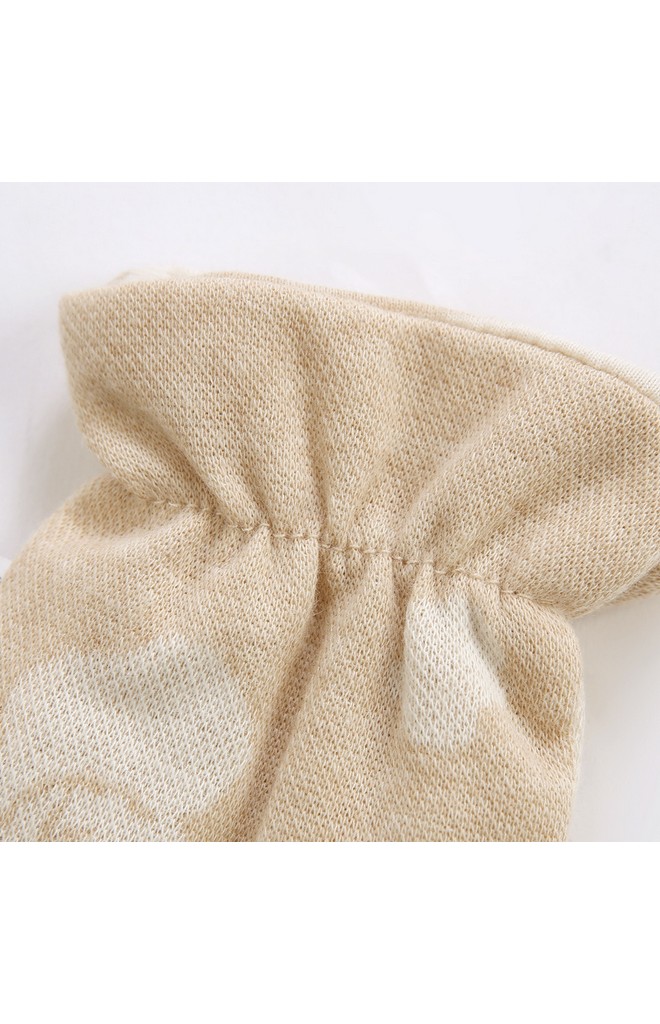 ถุงมือเด็กผ้าฝ้าย jacquard สีเบจลายน่ารัก