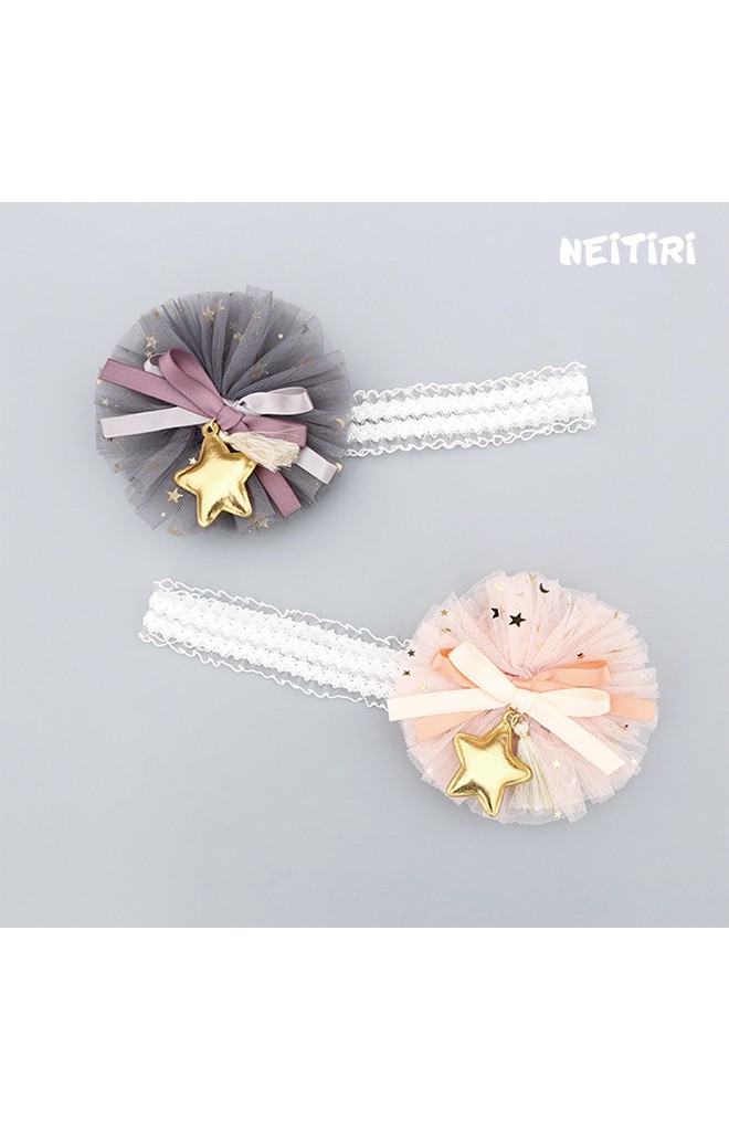 สายคาดผมผ้าโปร่งแต่งโบว์และดาวทอง Angel Neitiri