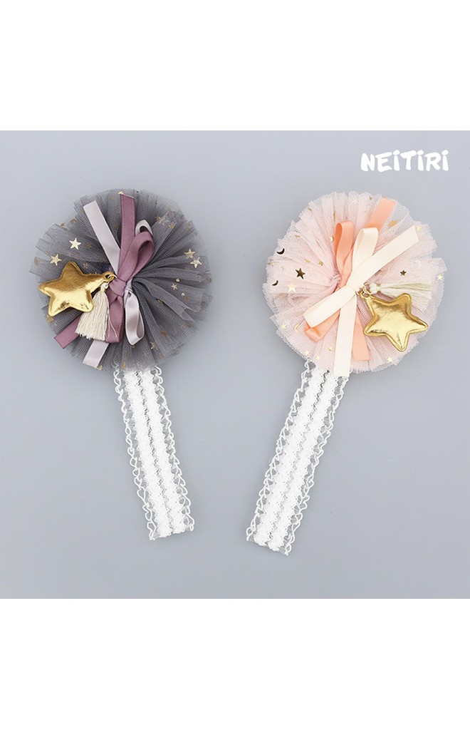 สายคาดผมผ้าโปร่งแต่งโบว์และดาวทอง Angel Neitiri