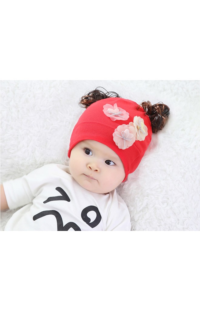 หมวกปอยผมสาวน้อยแต่งดอกไม้ 3 ดอกTIANYIBEAR