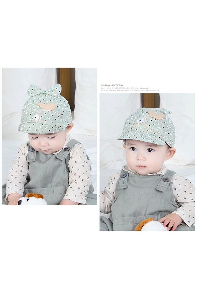 หมวกแก๊ปลายเดซี่ปักรูปปลาน้อย ด้านบนแต่งโบว์น่ารัก TIANYIBEAR
