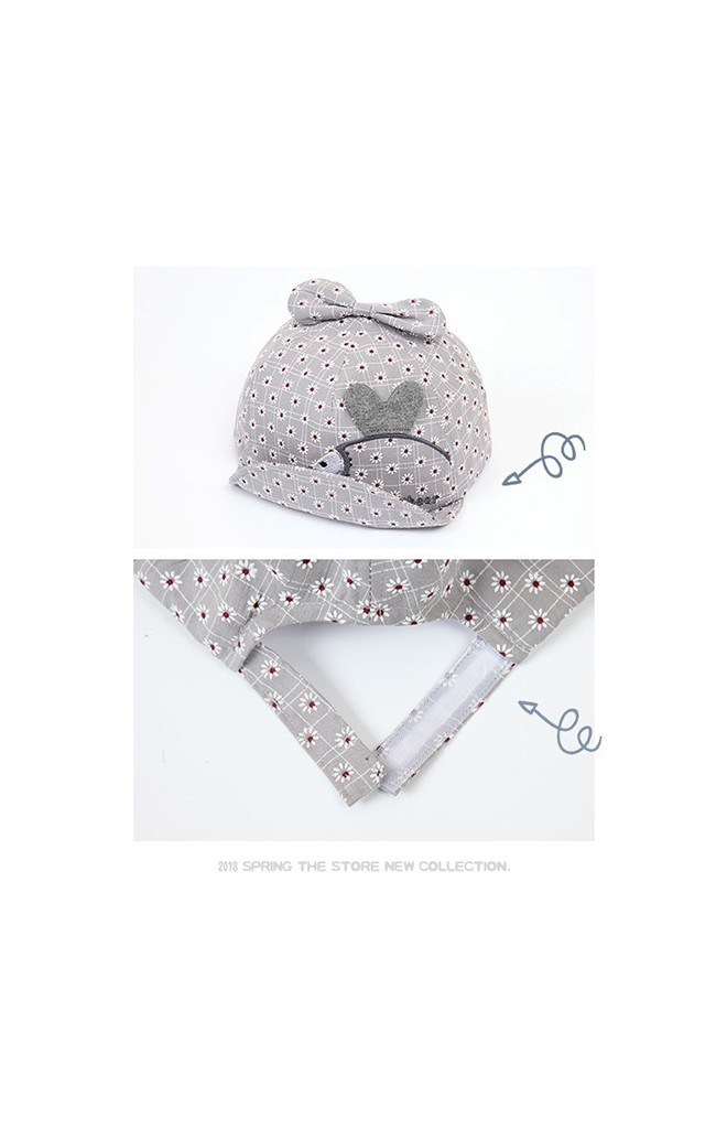 หมวกแก๊ปลายเดซี่ปักรูปปลาน้อย ด้านบนแต่งโบว์น่ารัก TIANYIBEAR
