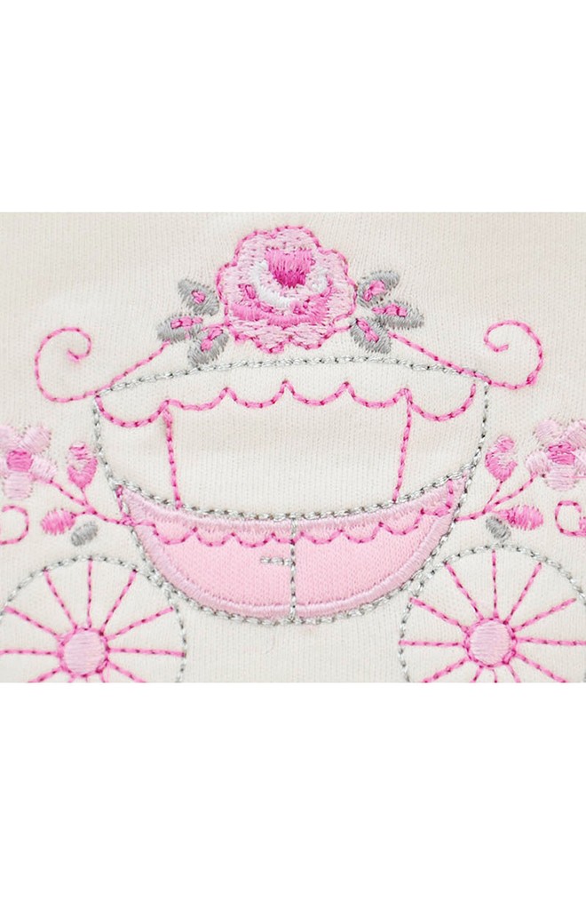ผ้ากันเปื้อนเด็ก รอบระบายสีชมพูหวาน ปักลายสวย