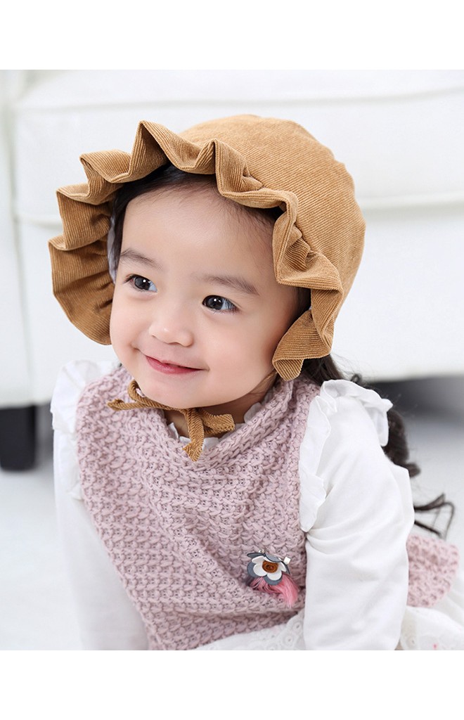 หมวกบอนเนตผ้าลูกฟูกชายระบายสวย