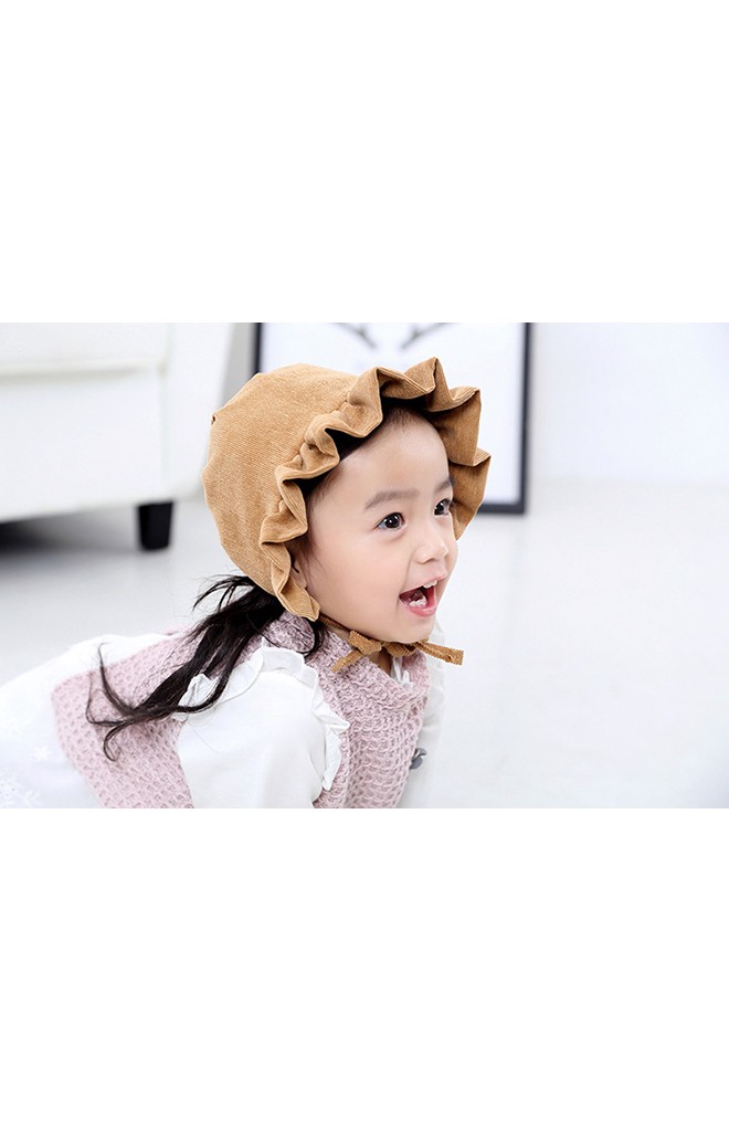 หมวกบอนเนตผ้าลูกฟูกชายระบายสวย