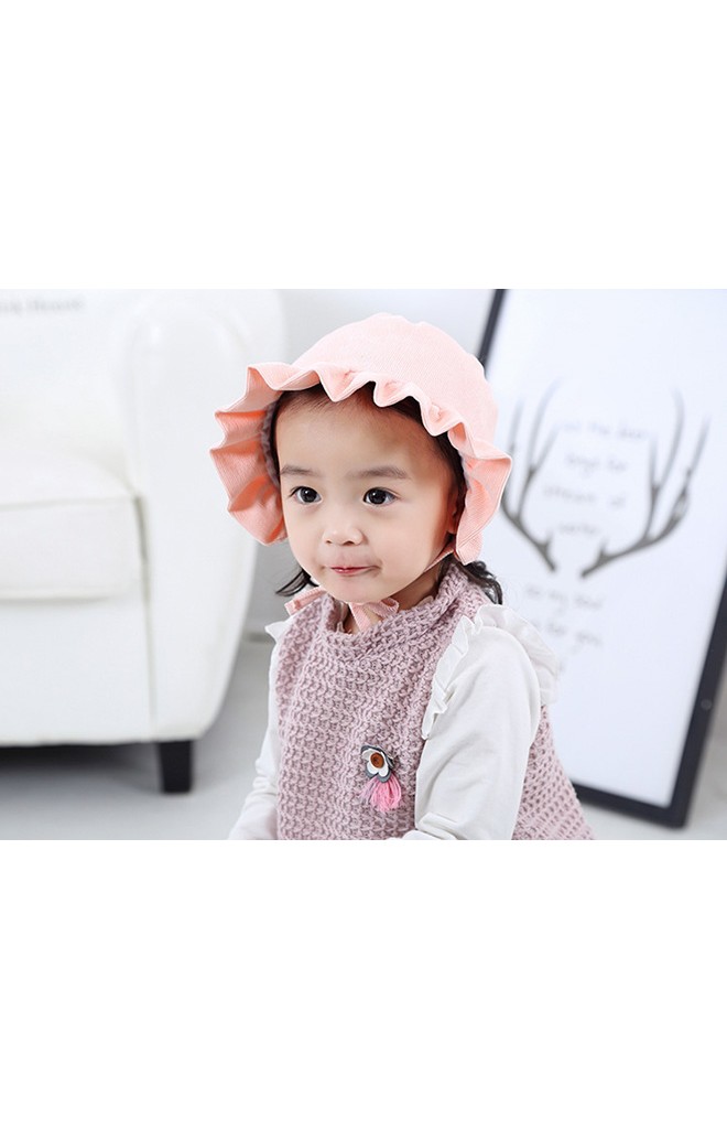 หมวกบอนเนตผ้าลูกฟูกชายระบายสวย