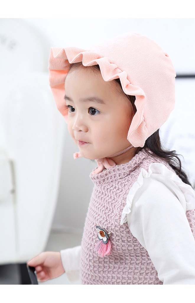 หมวกบอนเนตผ้าลูกฟูกชายระบายสวย