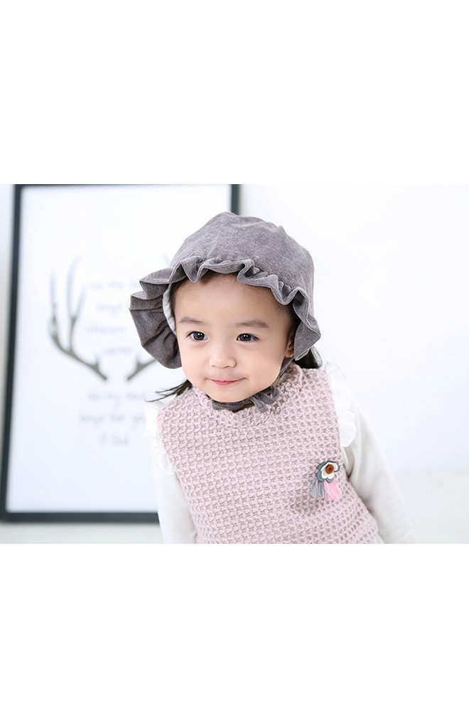 หมวกบอนเนตผ้าลูกฟูกชายระบายสวย