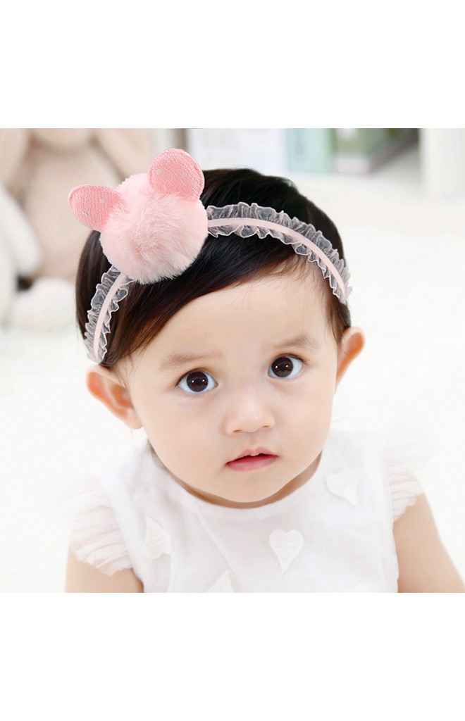 สายคาดผมปอมปอมแต่งหูกระต่ายน่ารัก
