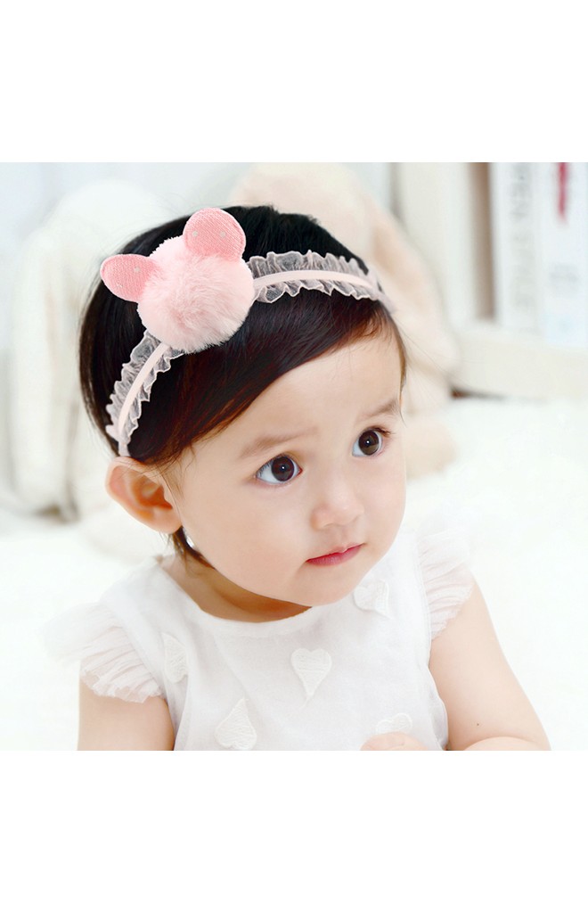 สายคาดผมปอมปอมแต่งหูกระต่ายน่ารัก