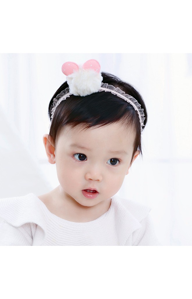 สายคาดผมปอมปอมแต่งหูกระต่ายน่ารัก