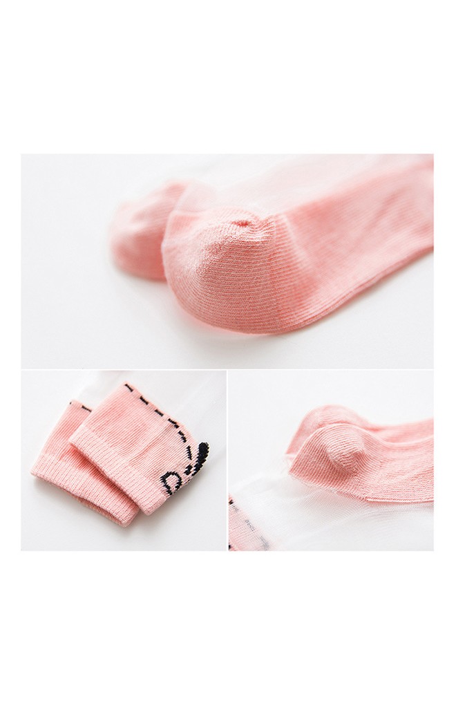 ถุงเท้าเด็กฤดูร้อนลายปกเสื้อแพ็ค 5 คู่ สี ขาว ครีม ชมพู น้ำเงิน และ ดำ(C622)