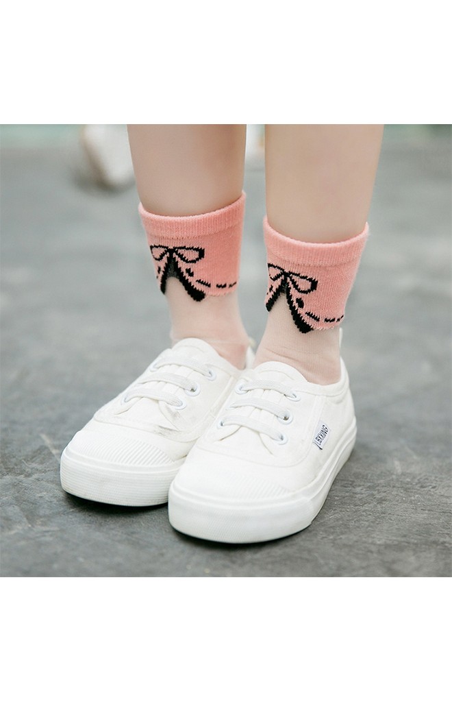 ถุงเท้าเด็กฤดูร้อนลายปกเสื้อแพ็ค 5 คู่ สี ขาว ครีม ชมพู น้ำเงิน และ ดำ(C622)