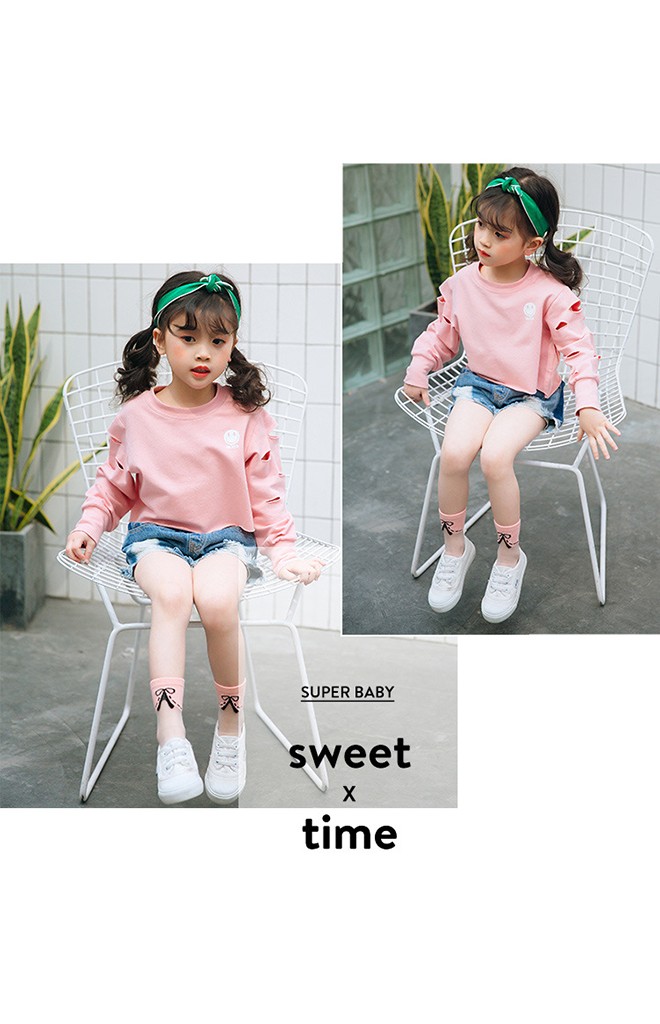 ถุงเท้าเด็กฤดูร้อนลายปกเสื้อแพ็ค 5 คู่ สี ขาว ครีม ชมพู น้ำเงิน และ ดำ(C622)