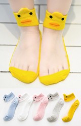ถุงเท้าเด็กฤดูร้อนขอบหน้าสัตว​น่ารัก แพ็ค 5 คู่ สีชมพู เทา ขาว เหลือง และ ฟ้า(C613)