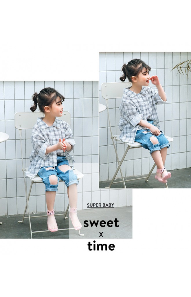 ถุงเท้าเด็กฤดูร้อนขอบหน้าสัตวน่ารัก แพ็ค 5 คู่ สีชมพู เทา ขาว เหลือง และ ฟ้า(C613)