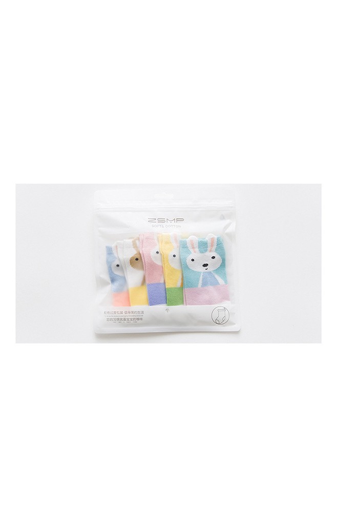 ถุงเท้าเด็กลายกระต่ายน้อย สีสดใส แพ็ค 5 คู่(C601)