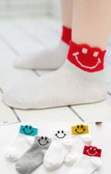ถุงเท้าเด็กขอบลายยิ้ม แพ็ค 5 คู่(C603)