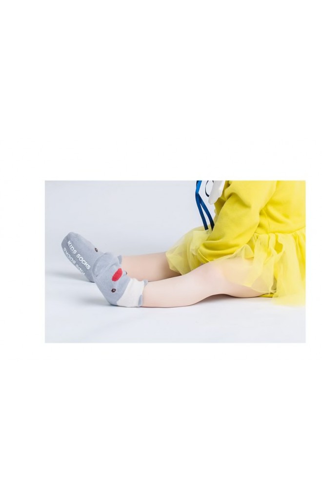ถุงเท้าเด็กลายหน้าสัตว์น่ารัก ขอบตัดสี มีกันลื่น