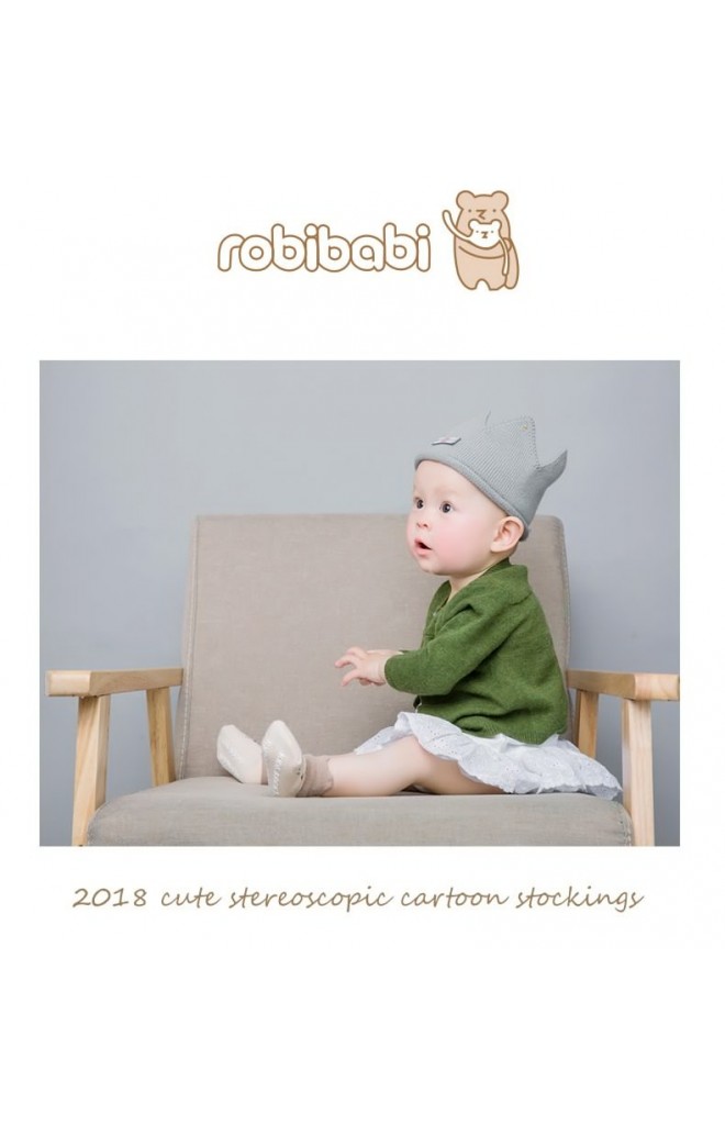 ถุงเท้าเด็กลายหน้าสัตว์น่ารัก ขอบตัดสี มีกันลื่น