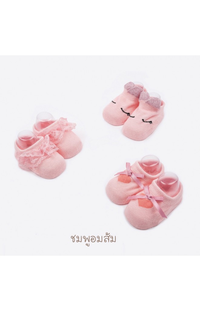 ถุงเท้าเด็กหญิง กล่อง 3 คู่ มีกันลื่น