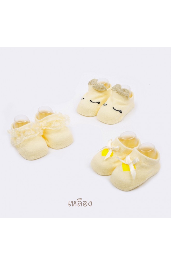 ถุงเท้าเด็กหญิง กล่อง 3 คู่ มีกันลื่น
