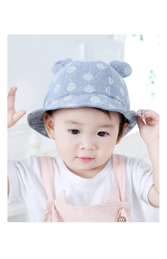 หมวกปีกรอบลายวงกลมแต่งหูน่ารัก รอบปีก
