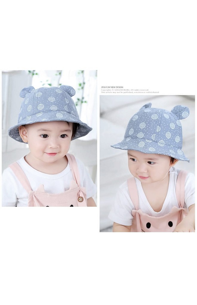 หมวกปีกรอบลายวงกลมแต่งหูน่ารัก รอบปีก