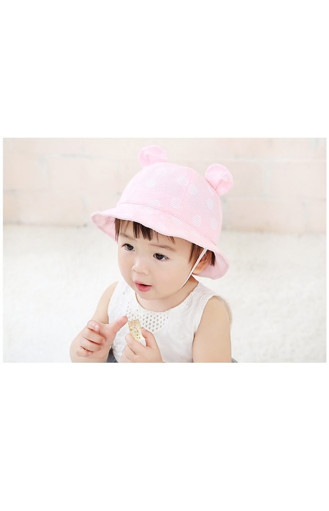หมวกปีกรอบลายวงกลมแต่งหูน่ารัก รอบปีก
