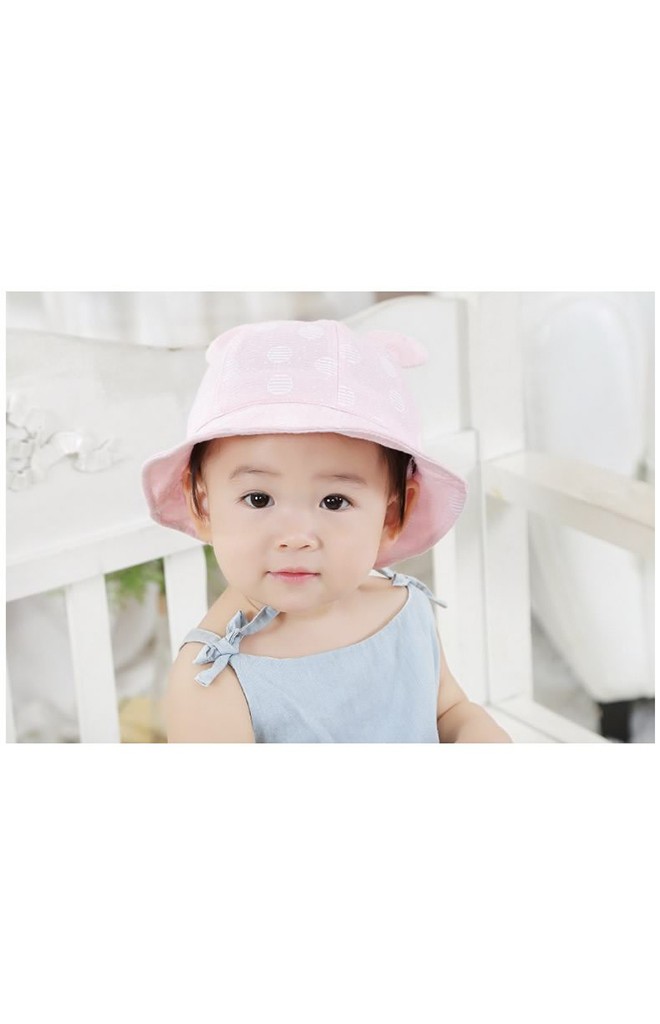 หมวกปีกรอบลายวงกลมแต่งหูน่ารัก รอบปีก