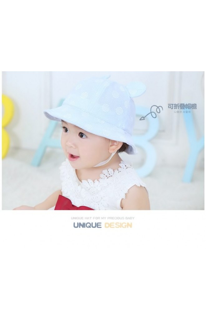 หมวกปีกรอบลายวงกลมแต่งหูน่ารัก รอบปีก