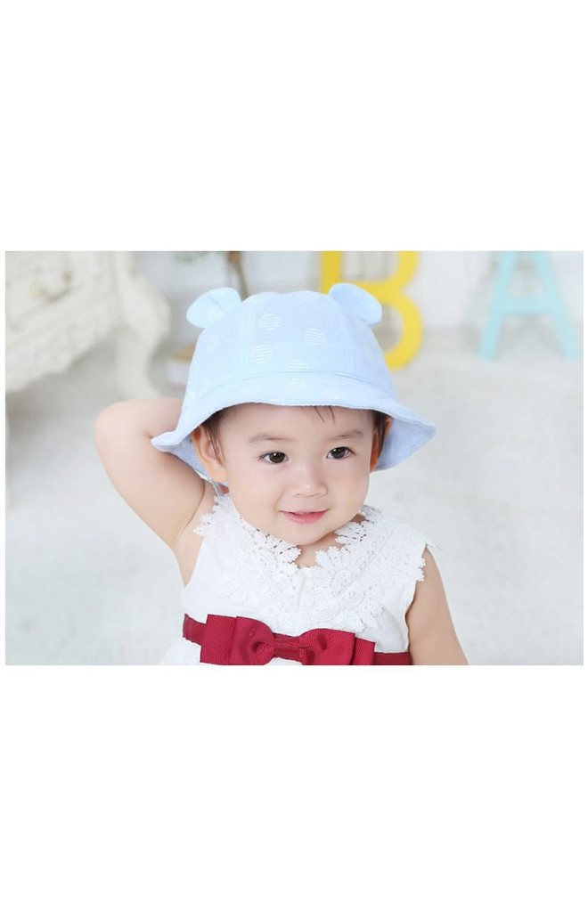 หมวกปีกรอบลายวงกลมแต่งหูน่ารัก รอบปีก