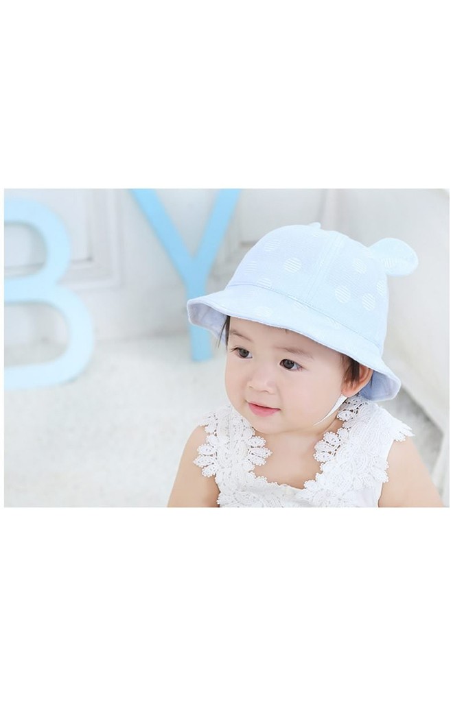 หมวกปีกรอบลายวงกลมแต่งหูน่ารัก รอบปีก