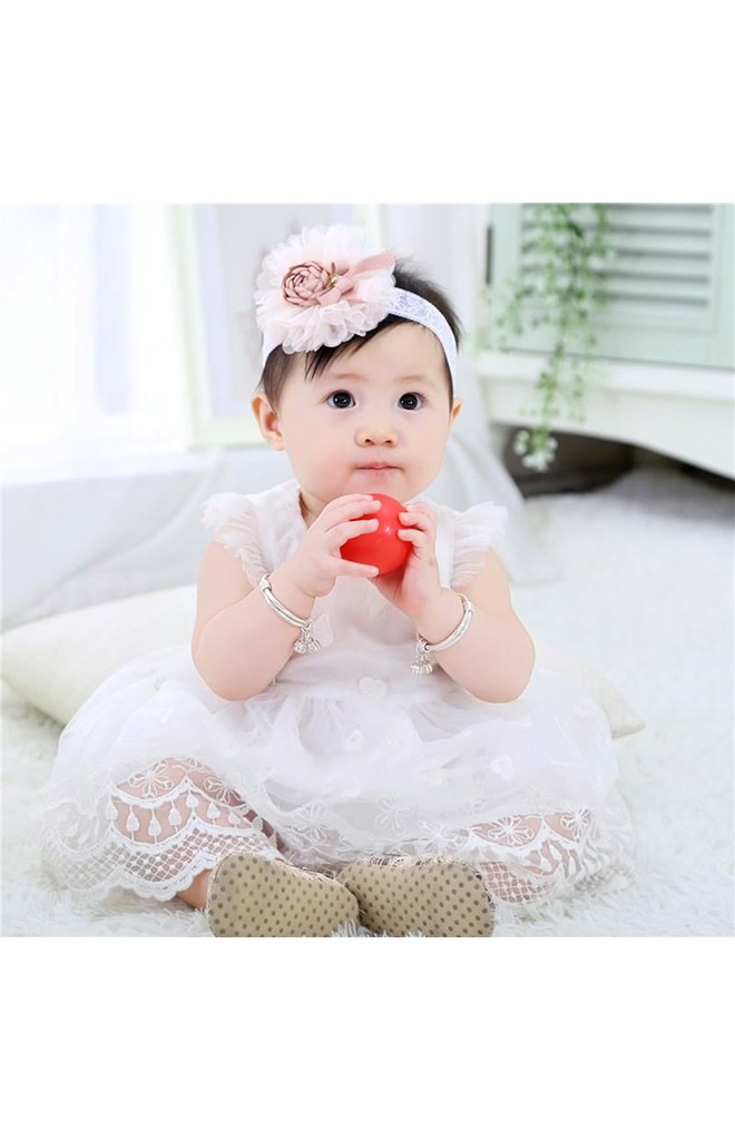 สายคาดผมแต่งดอกไม้เล็กระบายผ้าโปร่ง