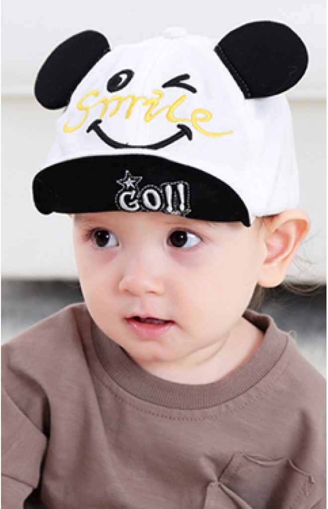 หมวกแก๊ปแต่งหูด้านหน้าปัก Smile ใต้ปีกปัก GO!! หมวกแก๊ปแต่งหูด้านหน้าปัก Smile ใต้ปีกปัก GO!!