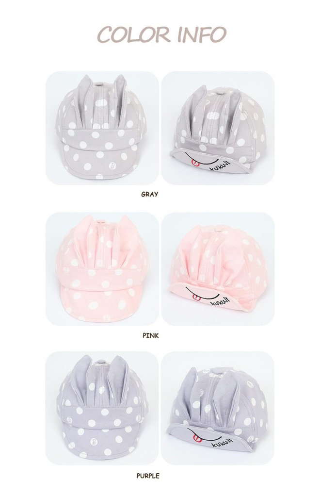 หมวกกระต่ายน้อยอารมณ์ดี หมวกลายจุด KUKUJI