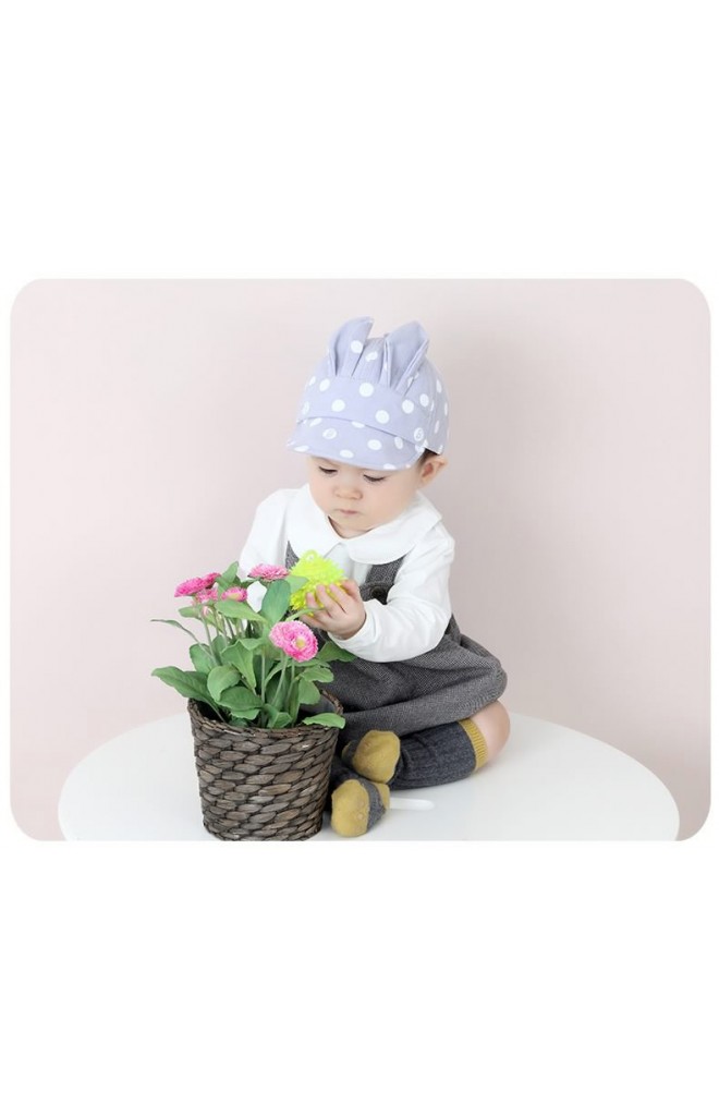 หมวกกระต่ายน้อยอารมณ์ดี หมวกลายจุด KUKUJI