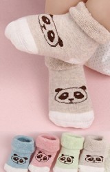 ถุงเท้าเด็กแบบหนาพับขอบหน้าหมีแพนด้า