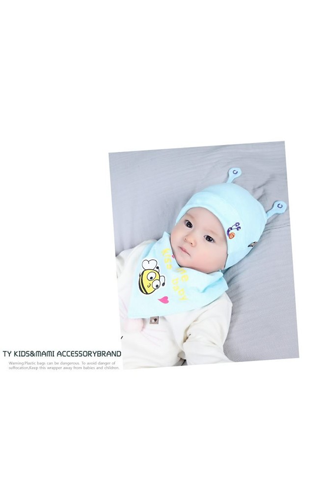 เซ็ตหมวกหอยทากและผึ้งน้อยมาพร้อมผ้ากันเปื้อน TIANYIBEAR