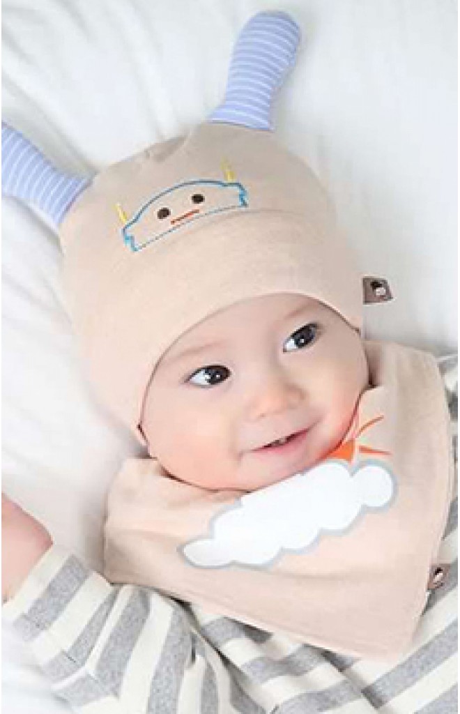 เซ็ตหมวกโรบอทพร้อมผ้ากันเปื้อนสามเหลี่ยม TIANYIBEAR เซ็ตหมวกโรบอทพร้อมผ้ากันเปื้อนสามเหลี่ยม TIANYIBEAR